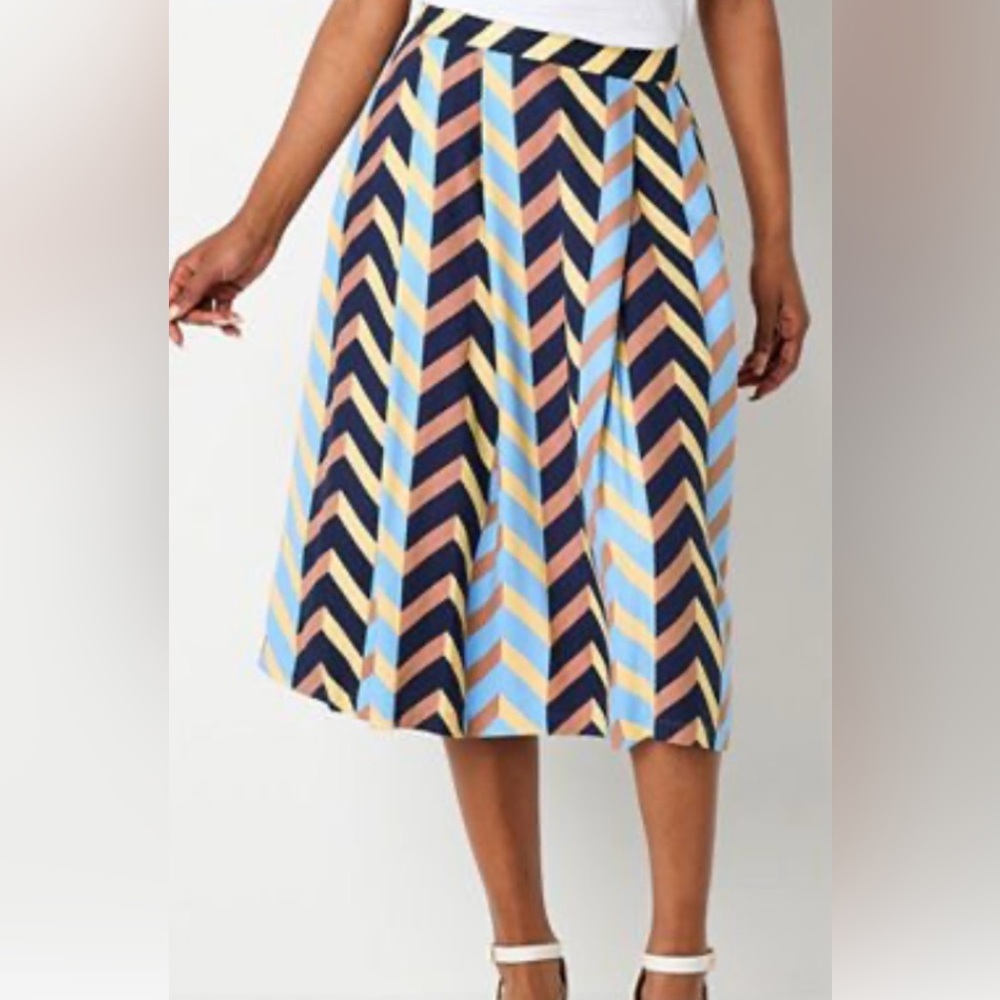 LIz Claiborne NWT Chevron Patterned Pocketed Multicolor Skirt